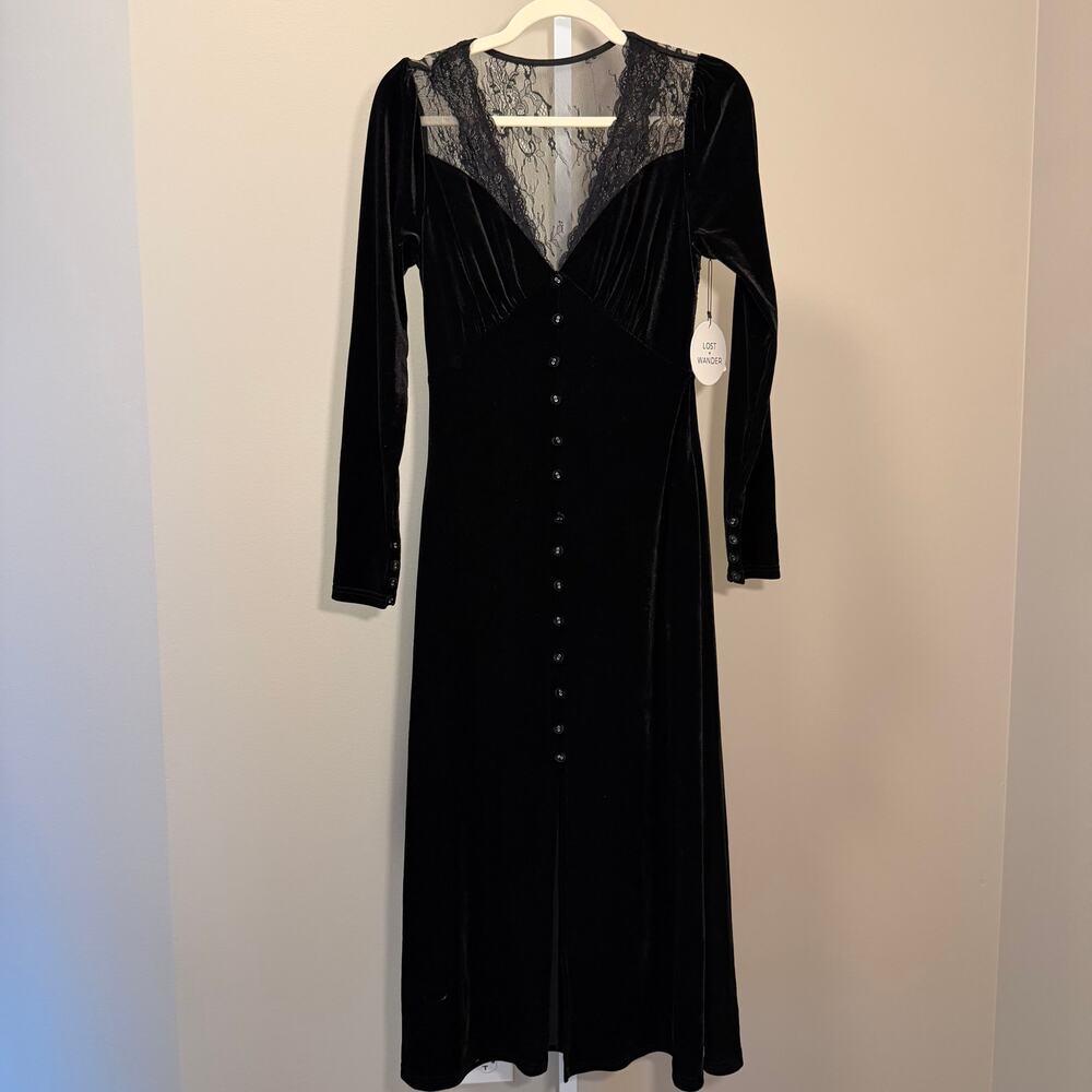 Lost + Wander Fiore Black Midi Dress